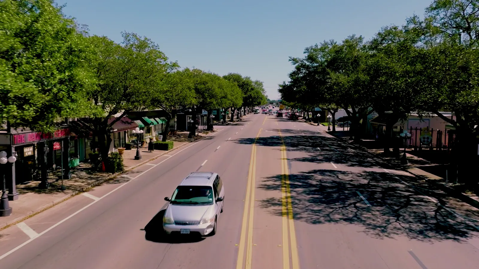 Tree-lined Main Street in Tomball